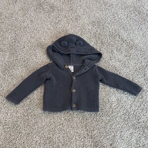 Carter's Charcoal Knit Hooded Cardigan with Ear Accents